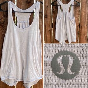 Lululemon Blue White Stripe Workout Tank Top
